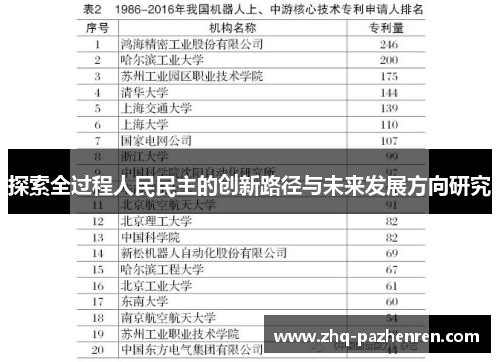 探索全过程人民民主的创新路径与未来发展方向研究